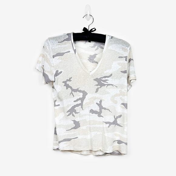 Rails Cara Tee Stone Camo Extra Small Linen Blend Casual T-Shirt Summer - Picture 1 of 5